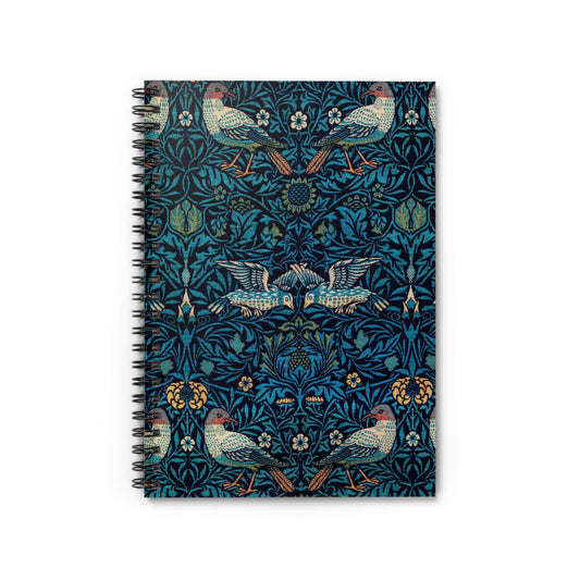 Blue Nature Pattern Notebook with William Morris cover, perfect for art lovers, featuring classic William Morris patterns.