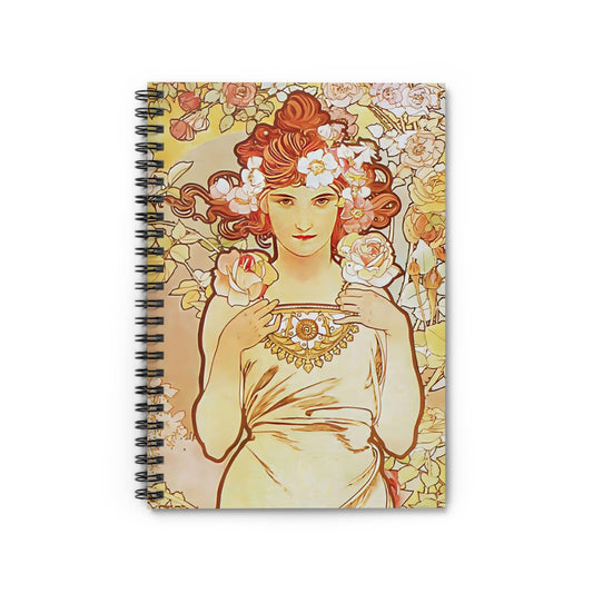 Bohemian Flower Notebook with Art Nouveau cover, great for journaling and planning, highlighting bohemian Art Nouveau flower designs.