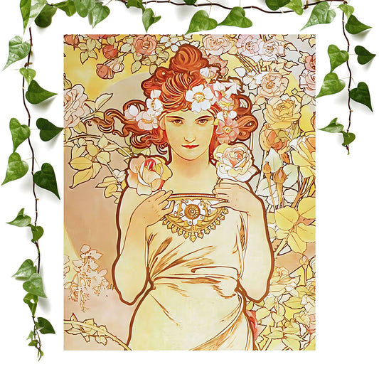 Bohemian Flower art prints featuring a art nouveau, vintage wall art room decor