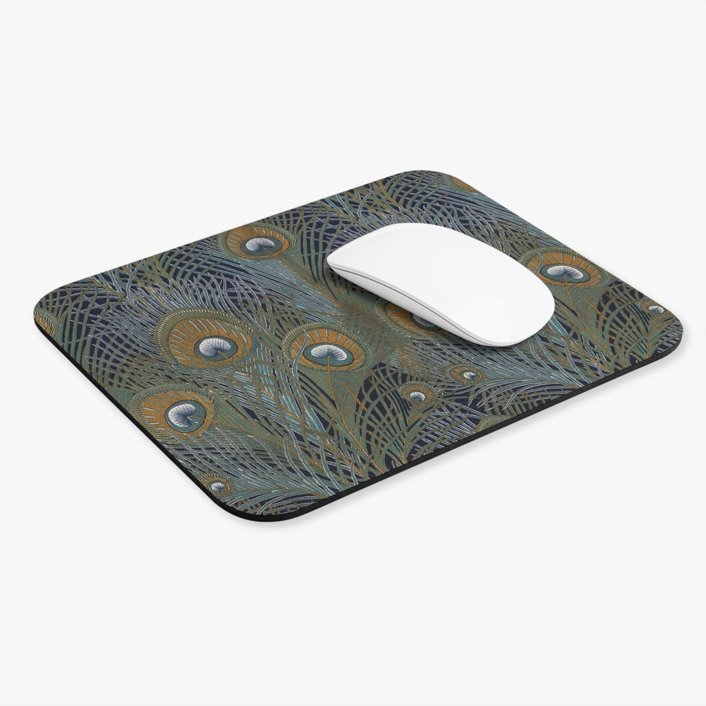 Boho Aesthetic Computer Desk Mouse Pad With White Mouse