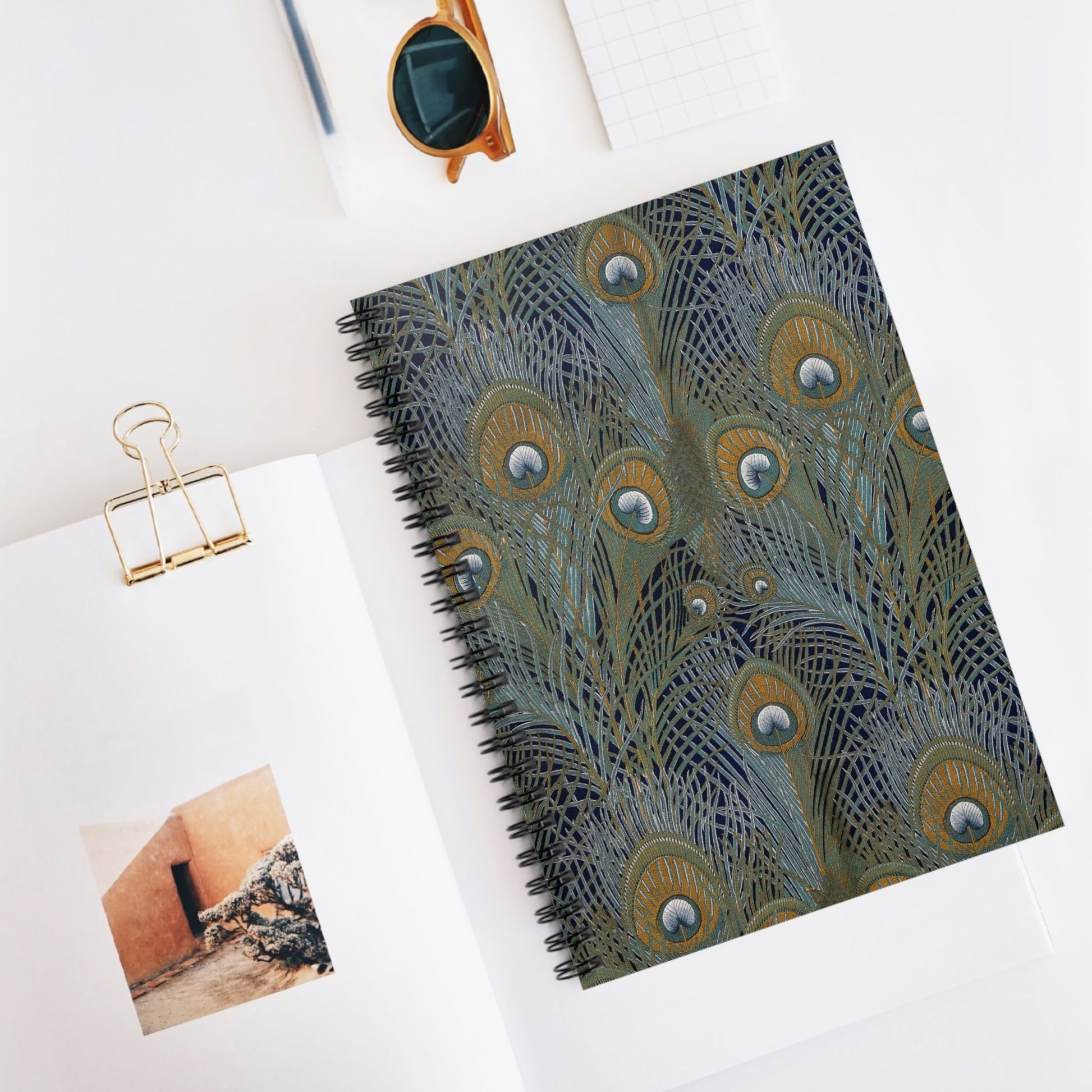 Boho Aesthetic Spiral Notebook Displayed on Desk