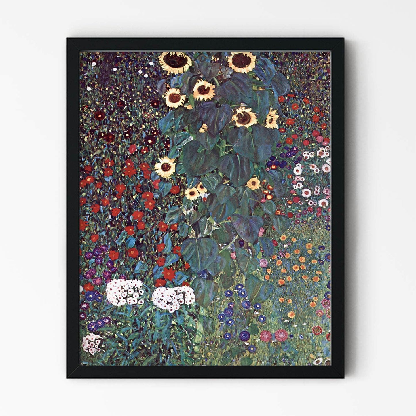 Boho Flower Painting Art Print in Black Picture Frame