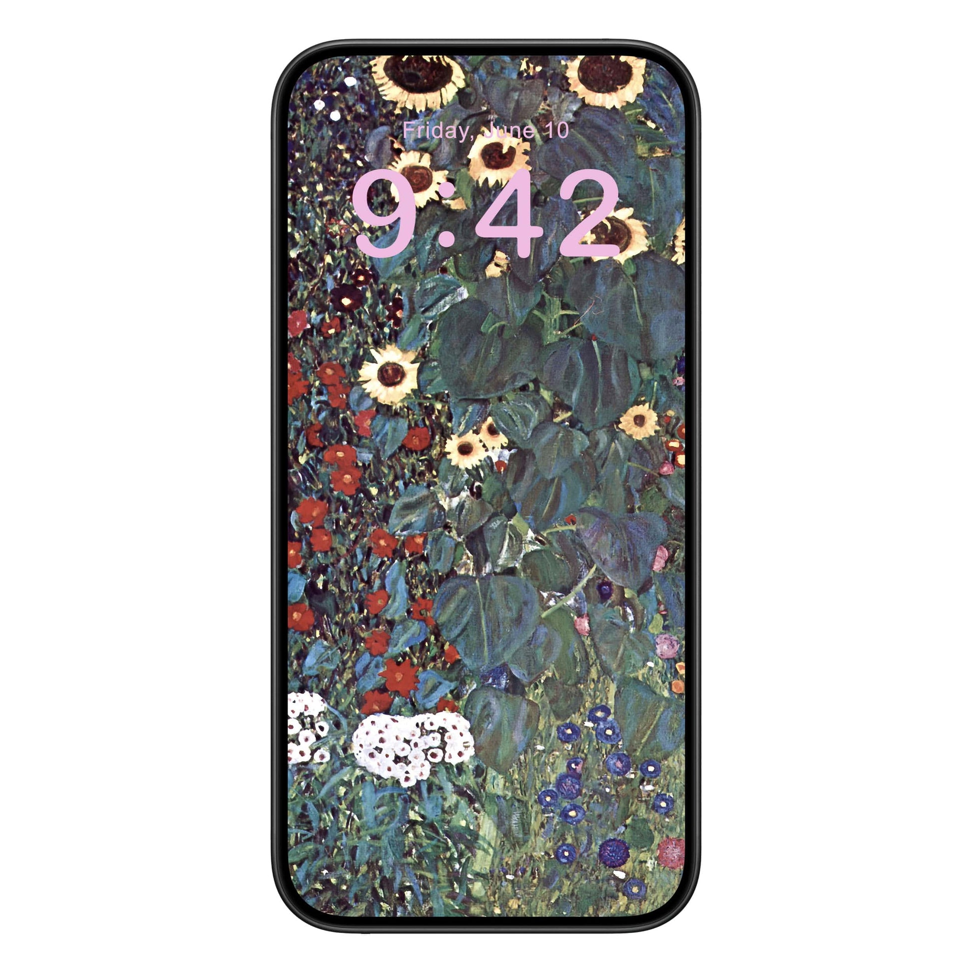 Boho Flower Painting Phone Wallpaper Pink Text