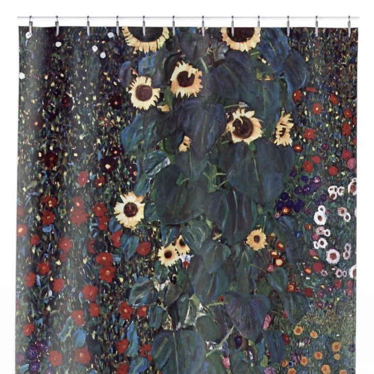 Boho Flower Painting Shower Curtain Close Up, Botanical Shower Curtains