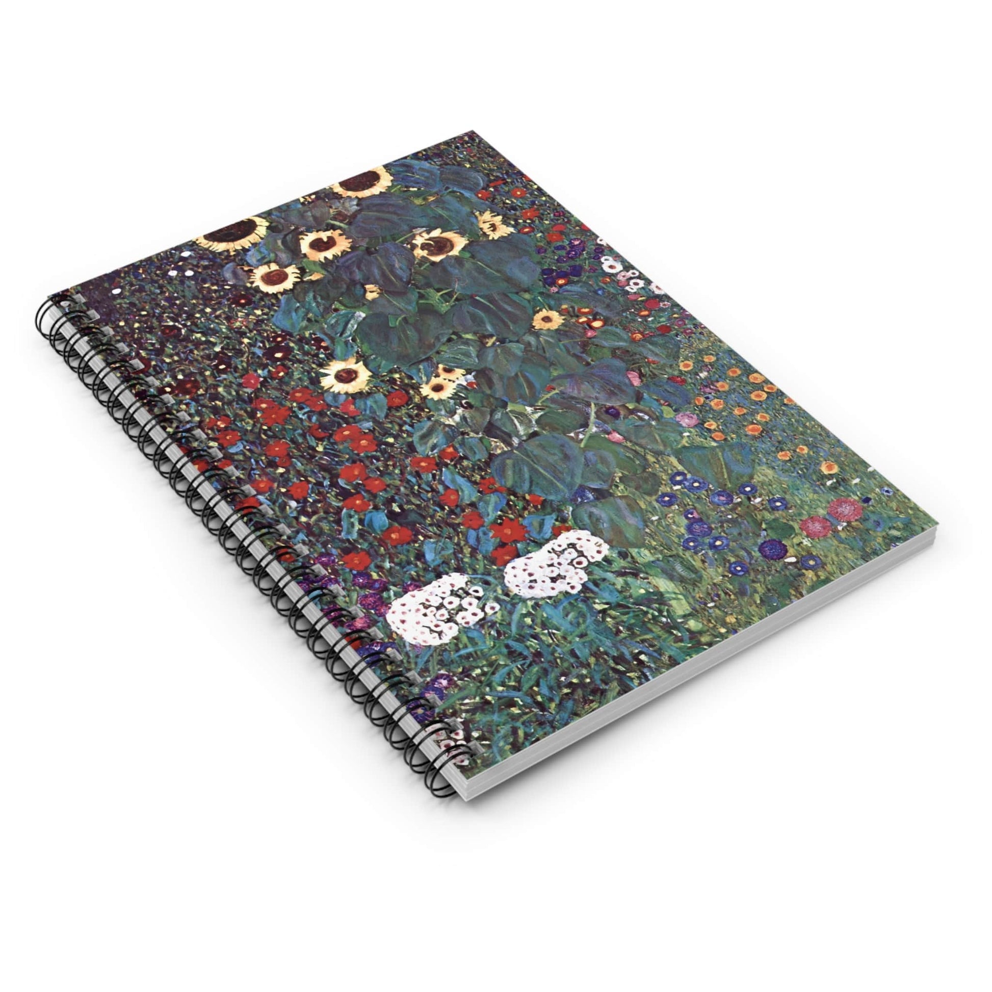 Boho Flower Painting Spiral Notebook Laying Flat on White Surface