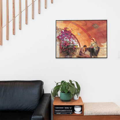 Bright Aesthetic European Wall Art Print in a Picture Frame on Living Room Wall