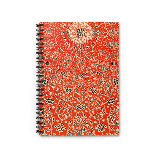 Bright Red Pattern Notebook with Abstract Turkish cover, great for journaling and planning, highlighting vibrant abstract Turkish designs.