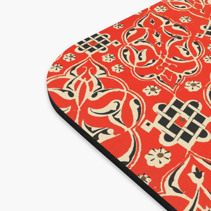 Bright Red Pattern Vintage Mouse Pad Design Close Up