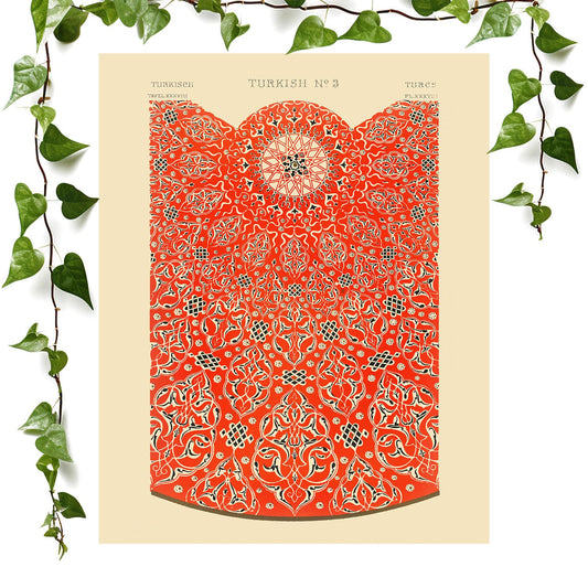 Bright Red Pattern art prints featuring a turkish decor, vintage wall art room decor