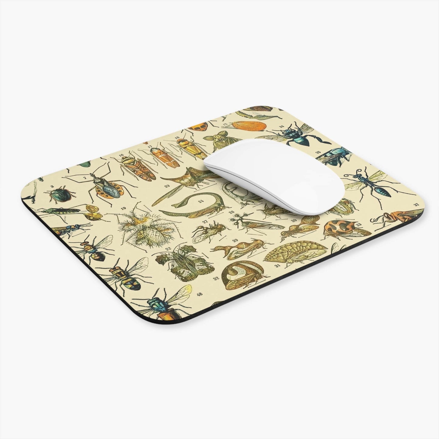 Bugs and Insects Computer Desk Mouse Pad With White Mouse