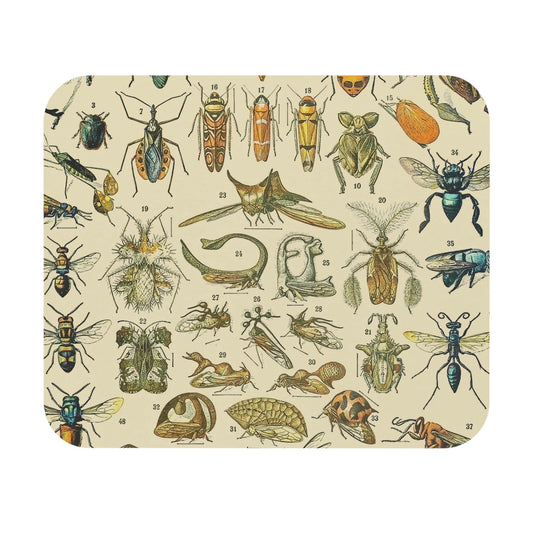 Bugs and Insects Mouse Pad featuring science drawing art, perfect for desk and office decor.