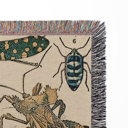 Bugs and Insects Woven Blanket Close Up