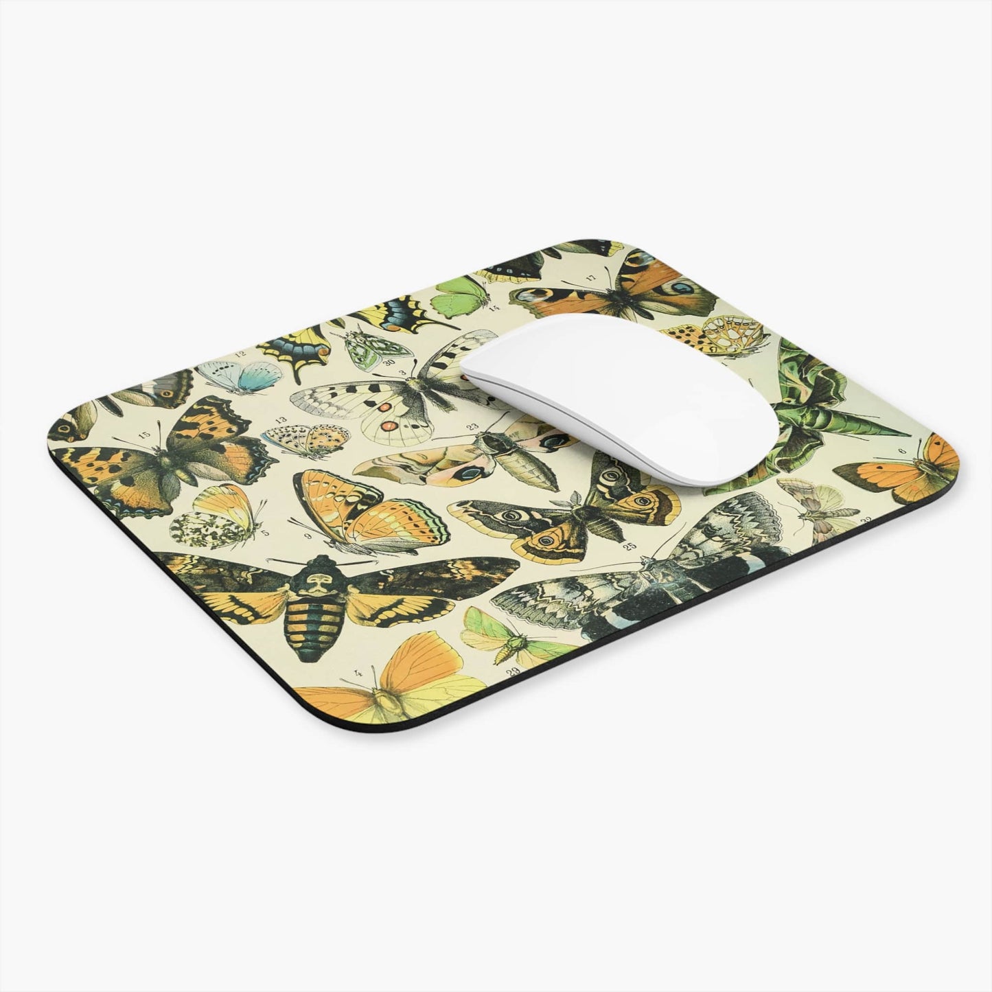 Butterflies Computer Desk Mouse Pad With White Mouse