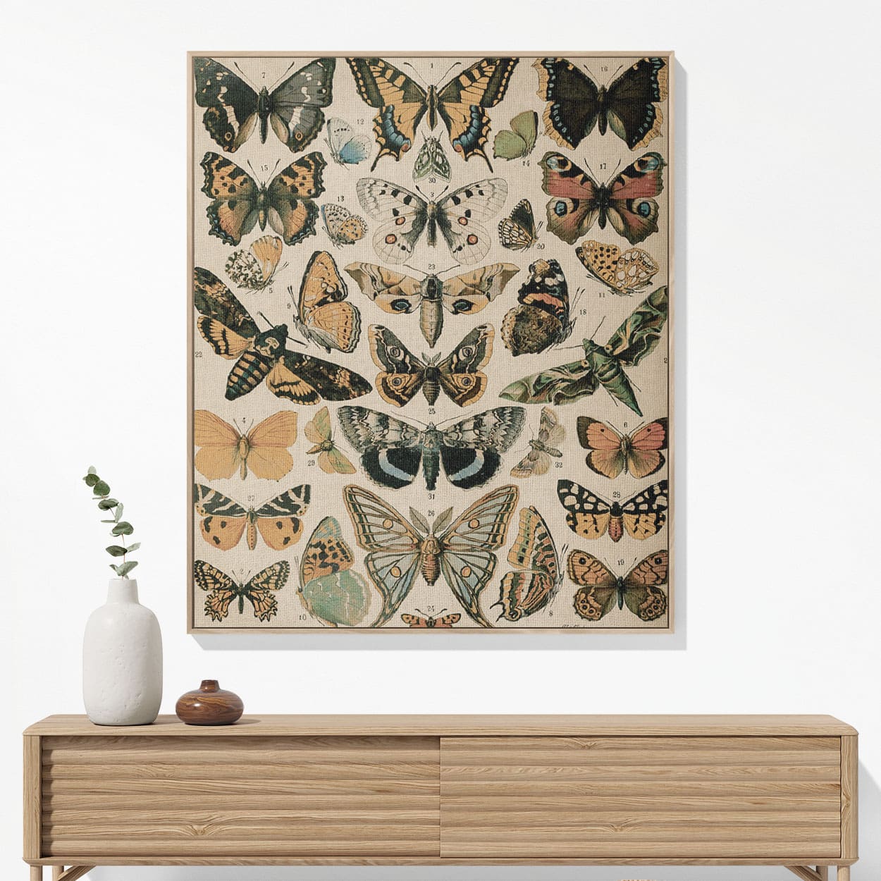 Butterflies Woven Blanket Woven Blanket Hanging on a Wall as Framed Wall Art