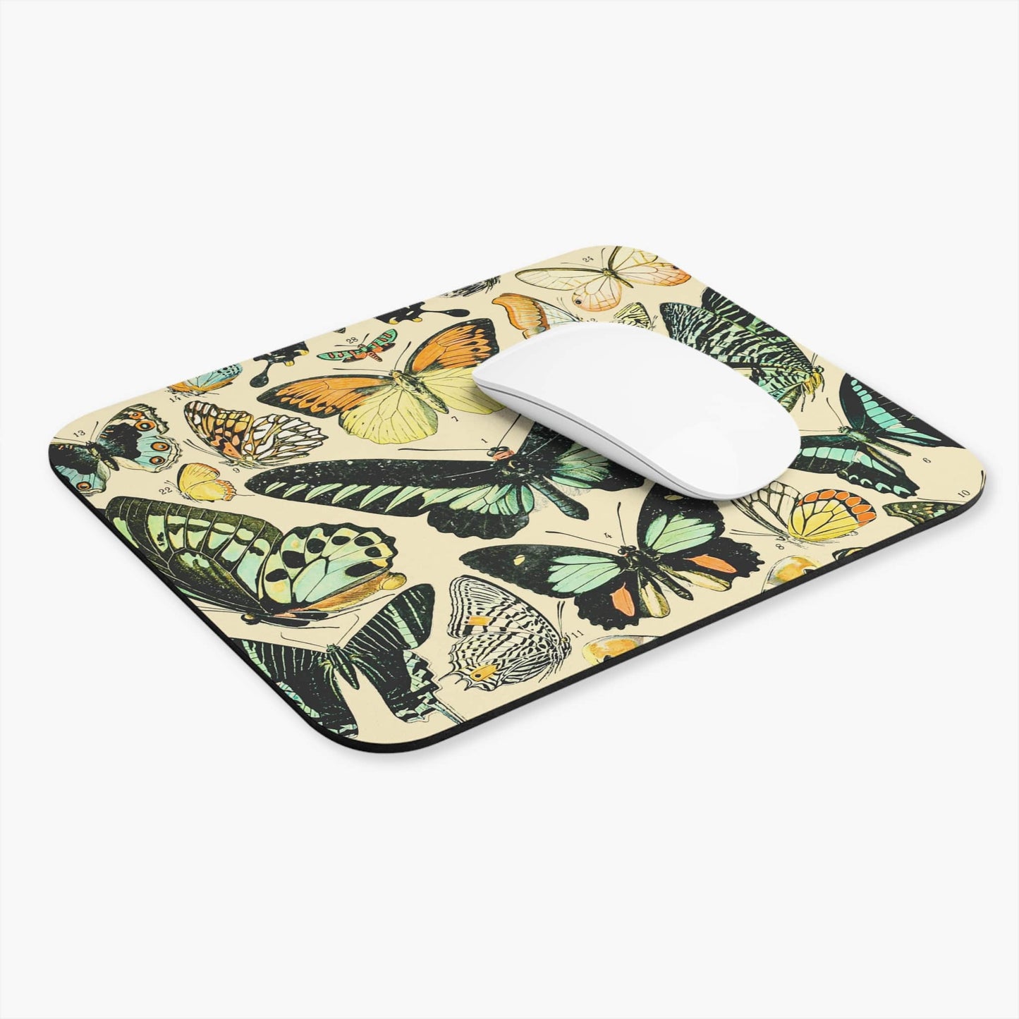 Butterflies and Moths Computer Desk Mouse Pad With White Mouse