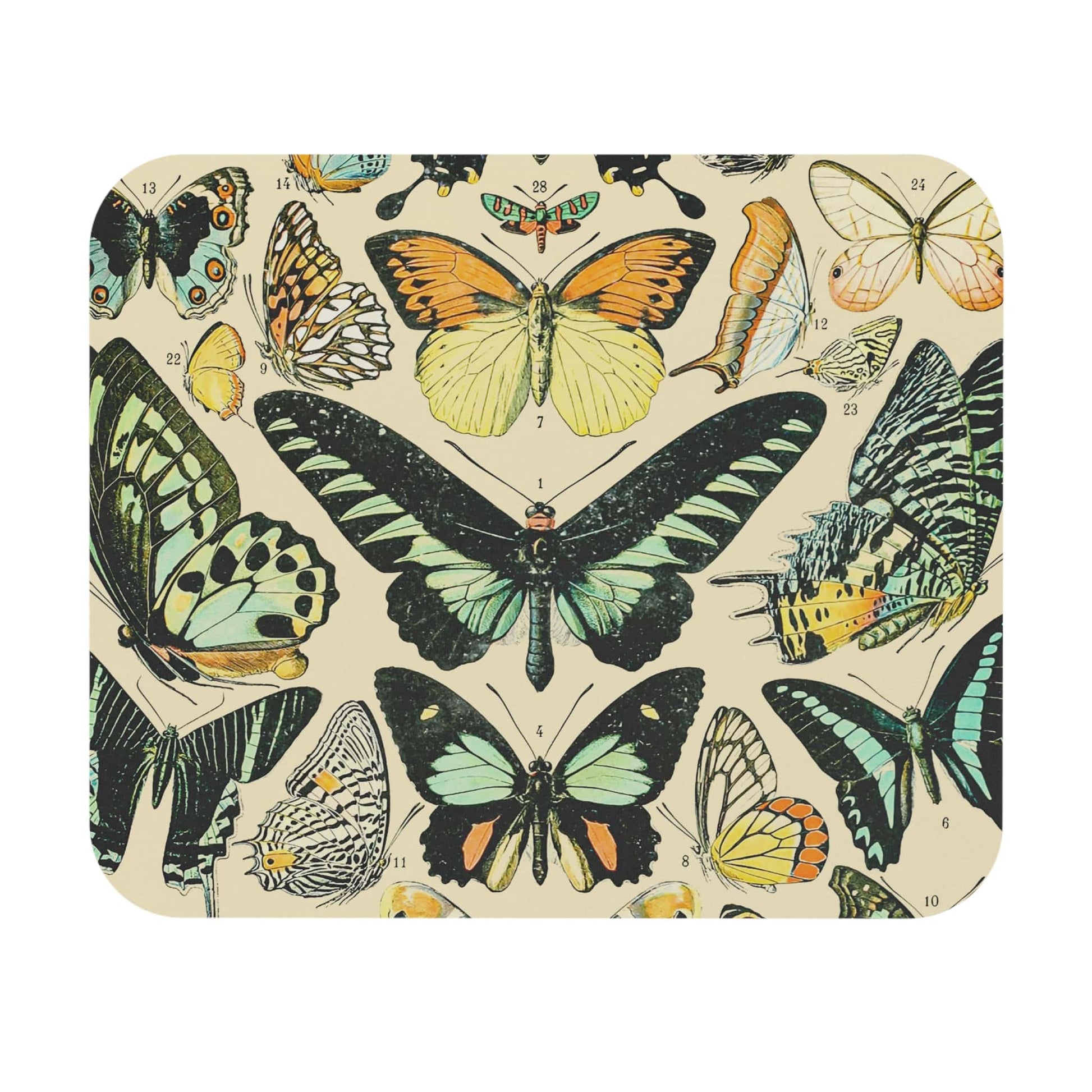 Butterflies and Moths Mouse Pad with cottagecore theme, desk and office decor showcasing charming insect artwork.