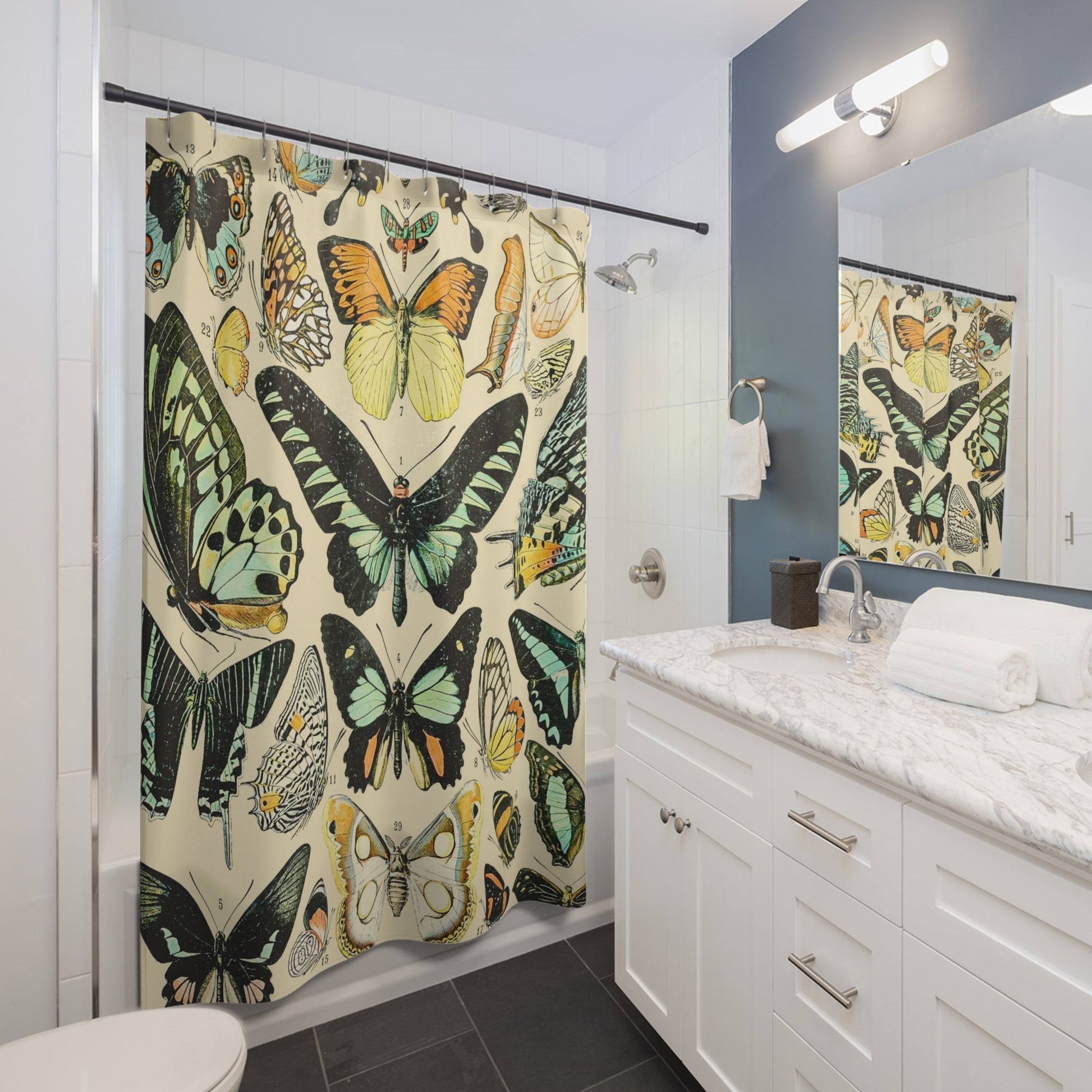Butterflies and Moths Shower Curtain Best Bathroom Decorating Ideas for Botanical Decor
