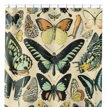 Butterflies and Moths Shower Curtain Close Up, Botanical Shower Curtains