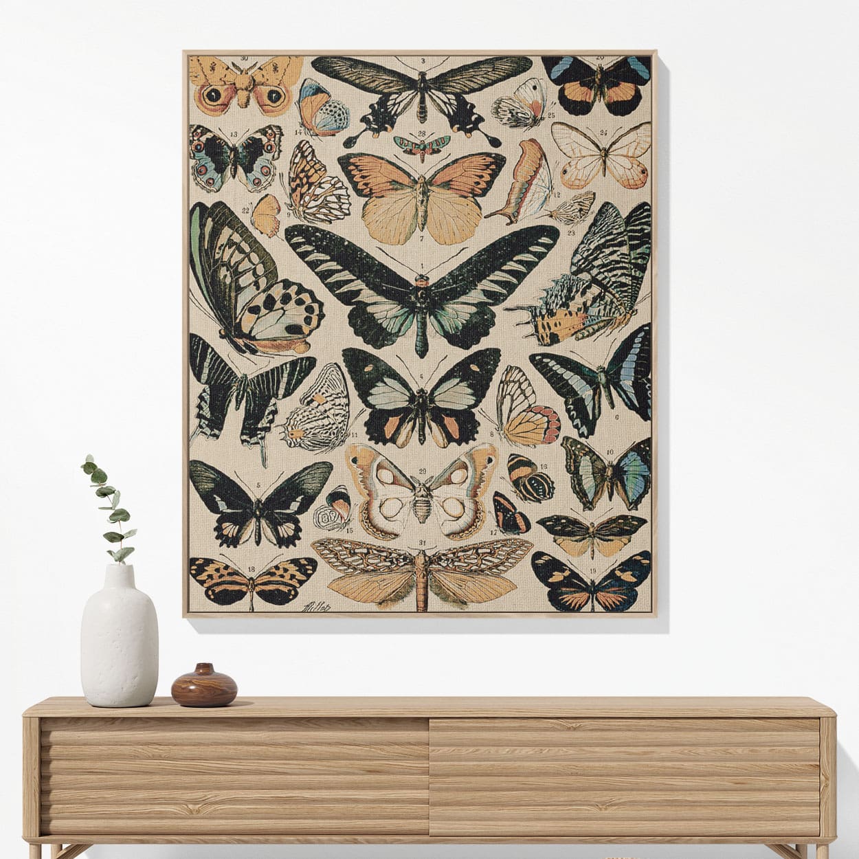 Butterflies and Moths Woven Blanket Hanging on a Wall as Framed Wall Art