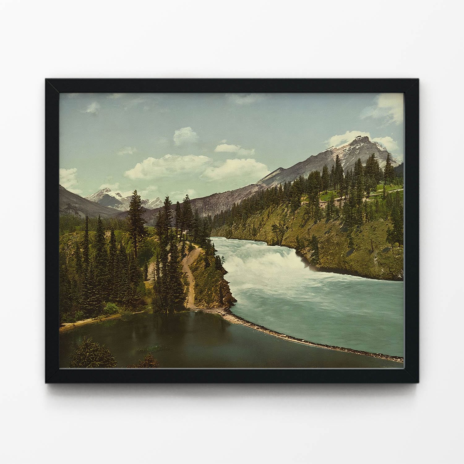Mountains and Rivers Picture in Black Picture Frame