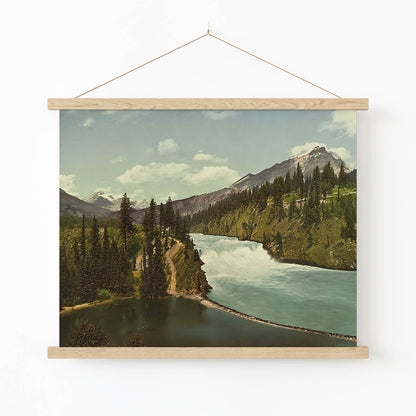 Mountains and Rivers Art Print in Wood Hanger Frame on Wall
