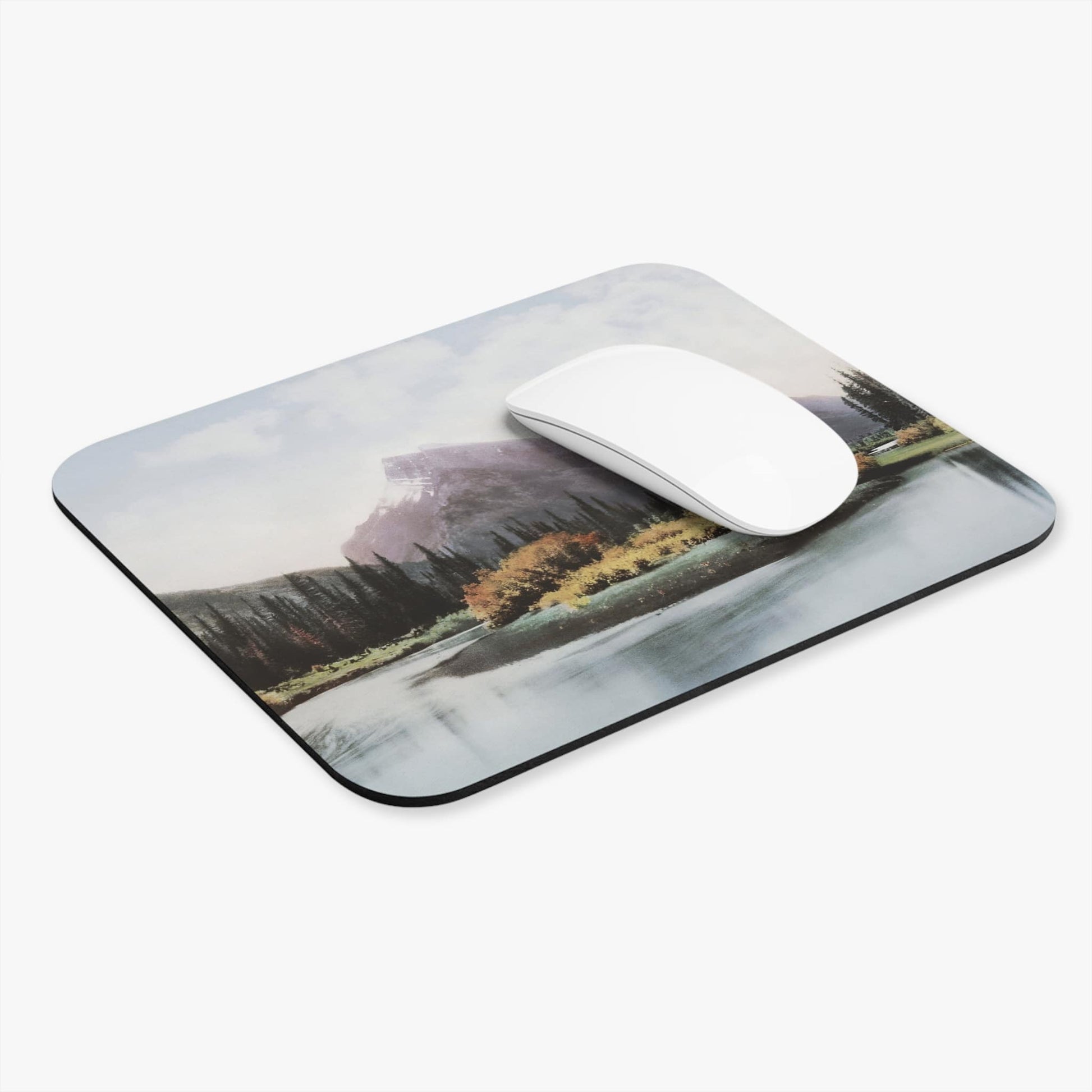 Canada Mountain Landscape Computer Desk Mouse Pad With White Mouse