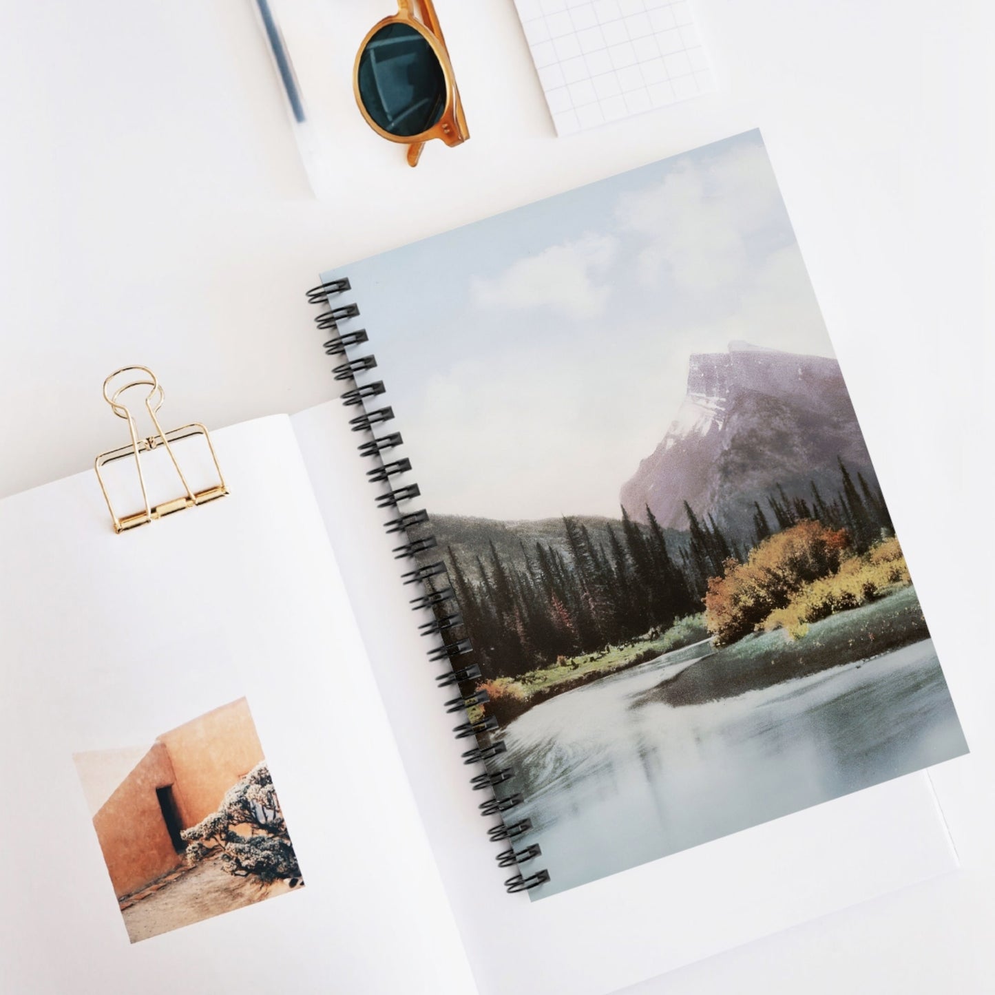 Canada Mountain Landscape Spiral Notebook Displayed on Desk
