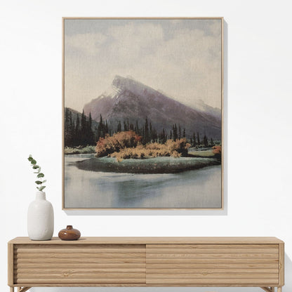 Canada Mountain Landscape Woven Blanket Woven Blanket Hanging on a Wall as Framed Wall Art