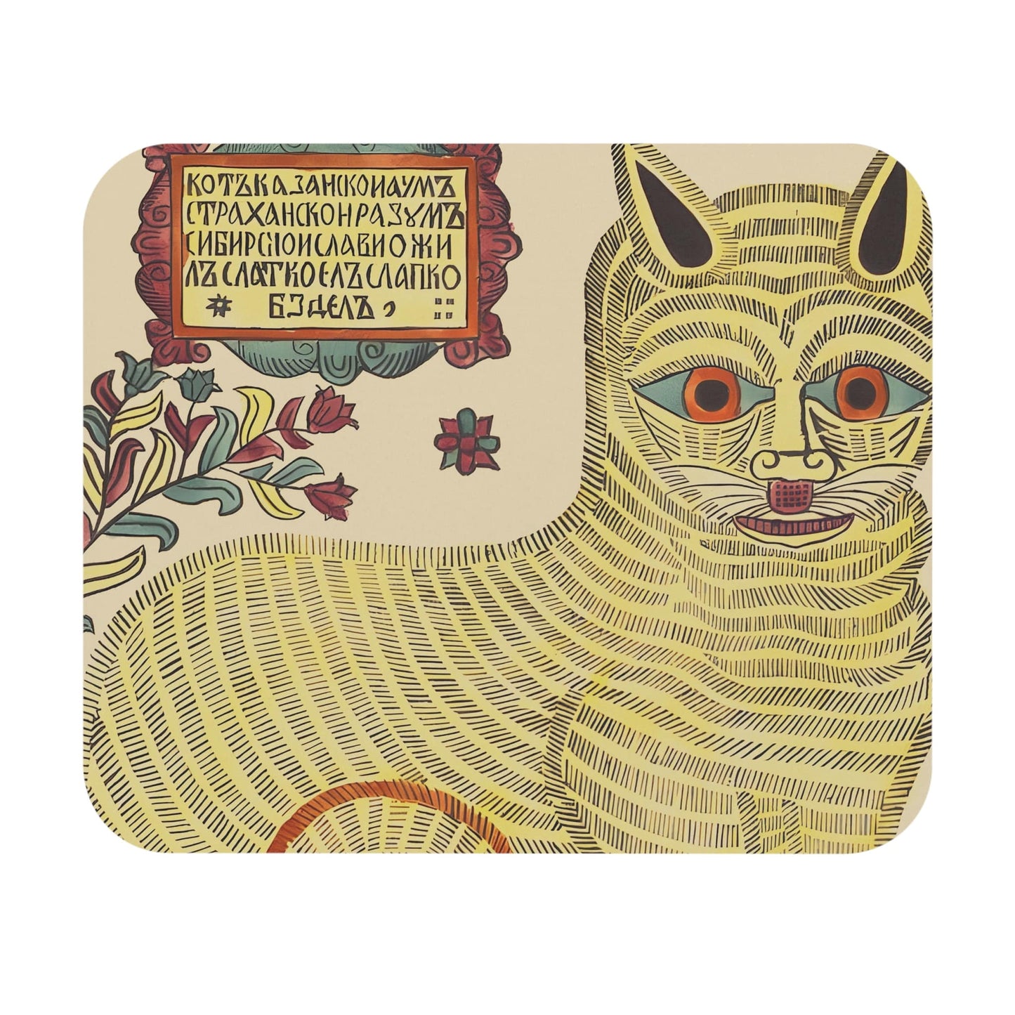 Cat Drawing Mouse Pad with funny crazy cat art, desk and office decor featuring humorous cat illustrations.