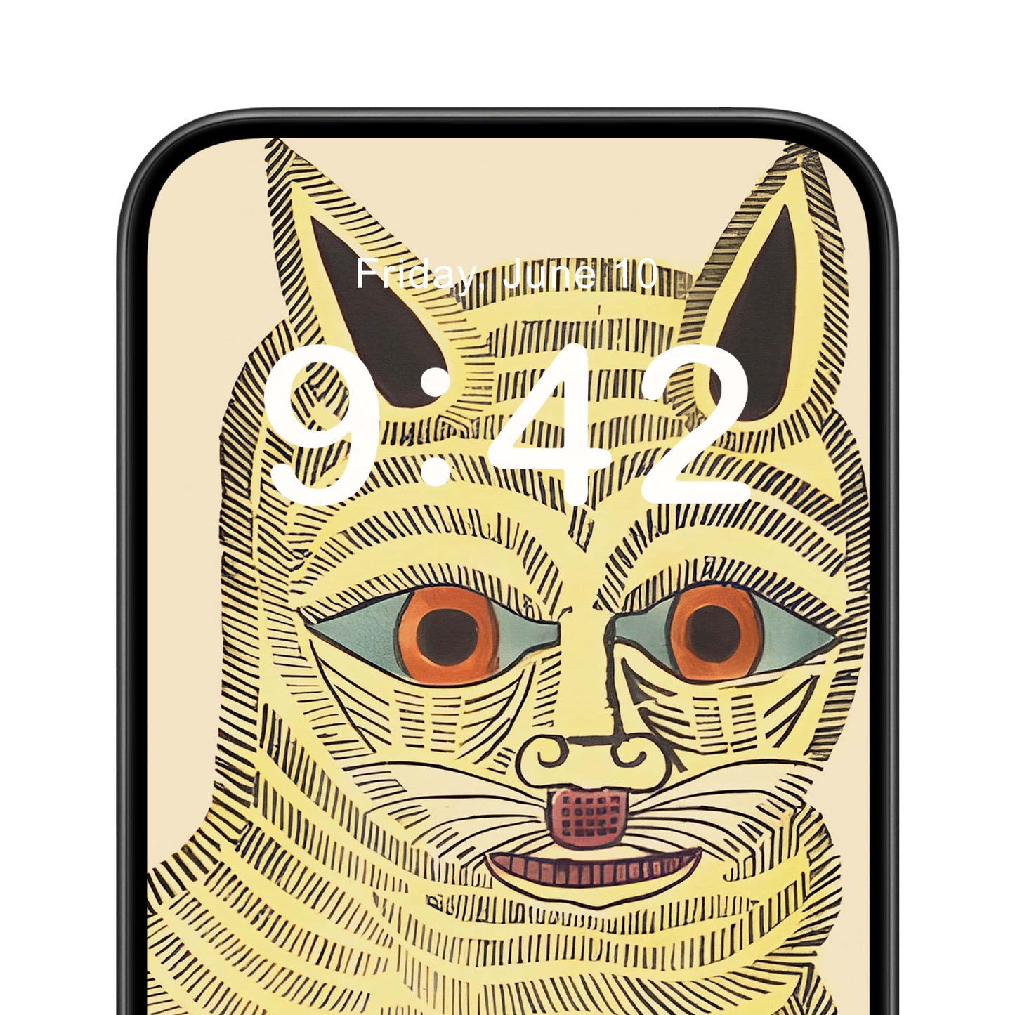 Cat Drawing Phone Wallpaper Close Up