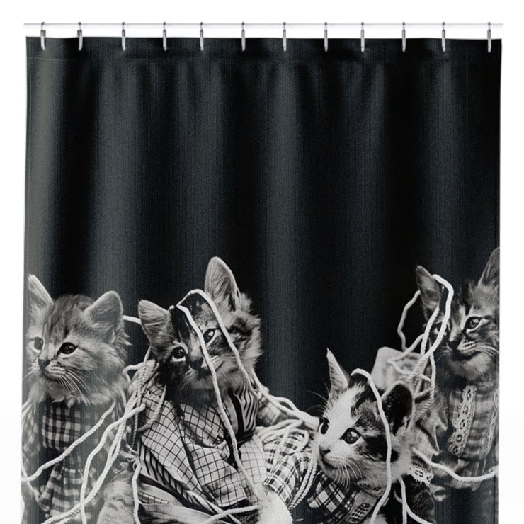 Cats Tangled in Yarn Shower Curtain Close Up, Humor and Fun Shower Curtains