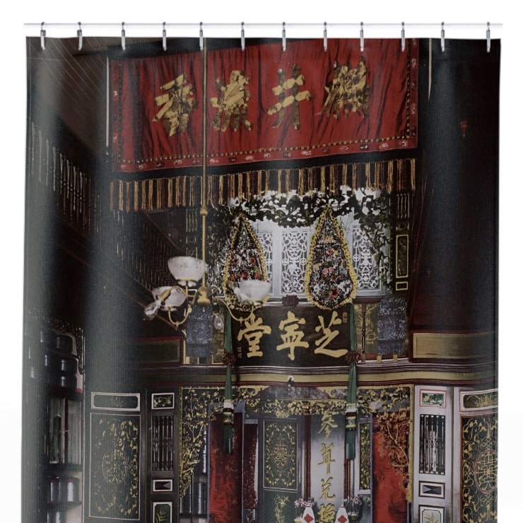 Chinatown Shower Curtain Close Up, Japanese Shower Curtains