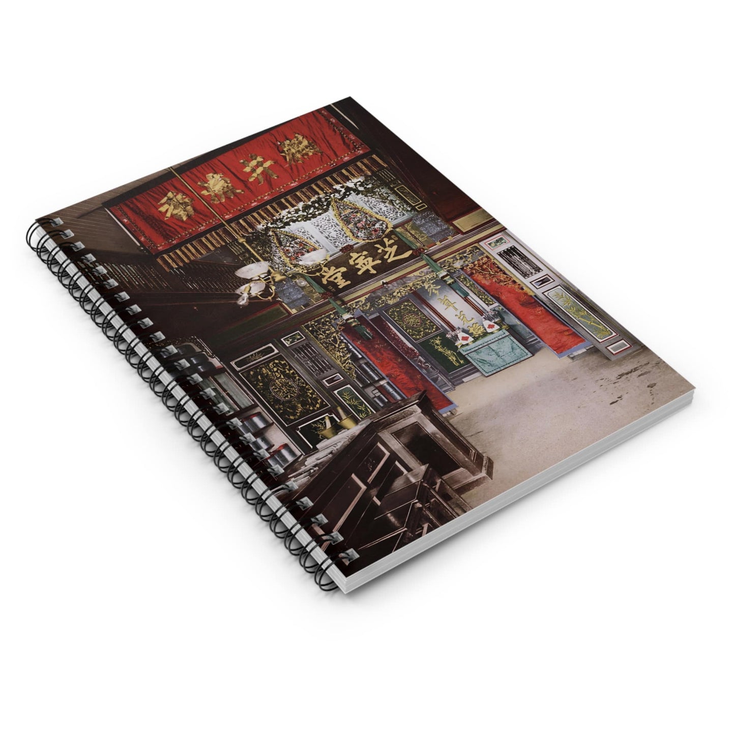 Chinatown Spiral Notebook Laying Flat on White Surface