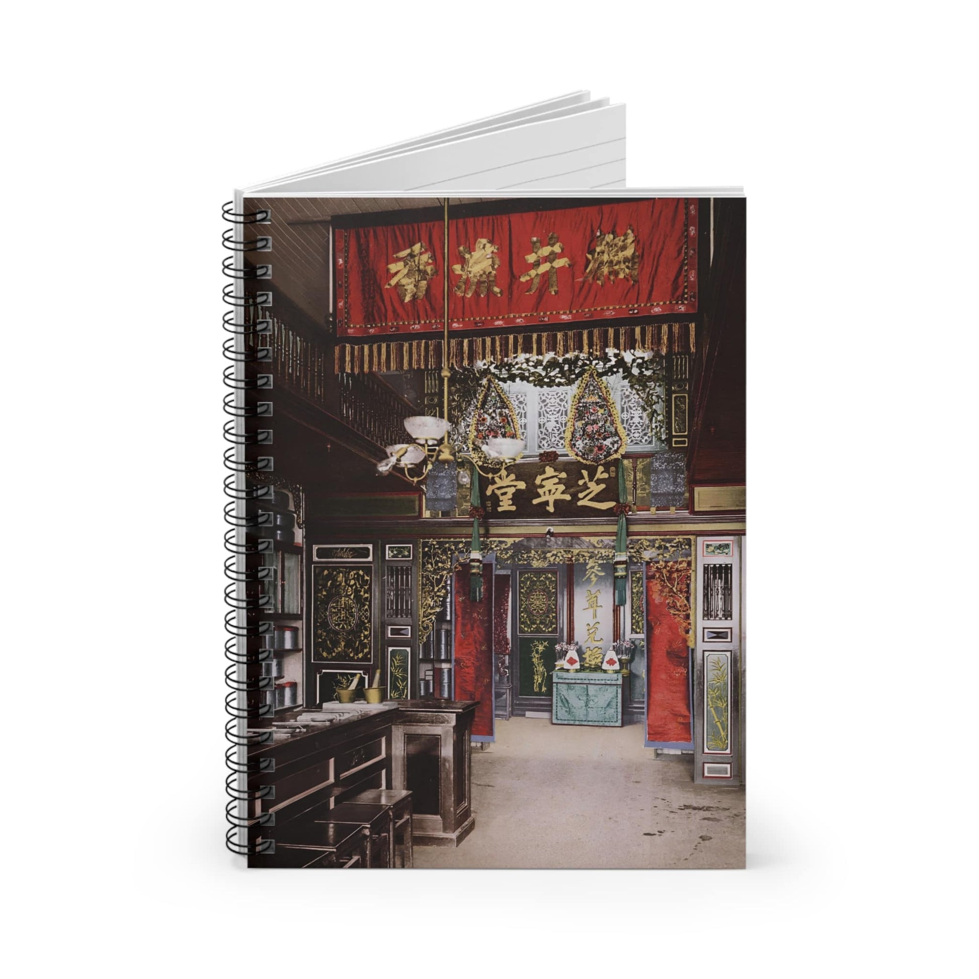 Chinatown Spiral Notebook Standing up on White Desk