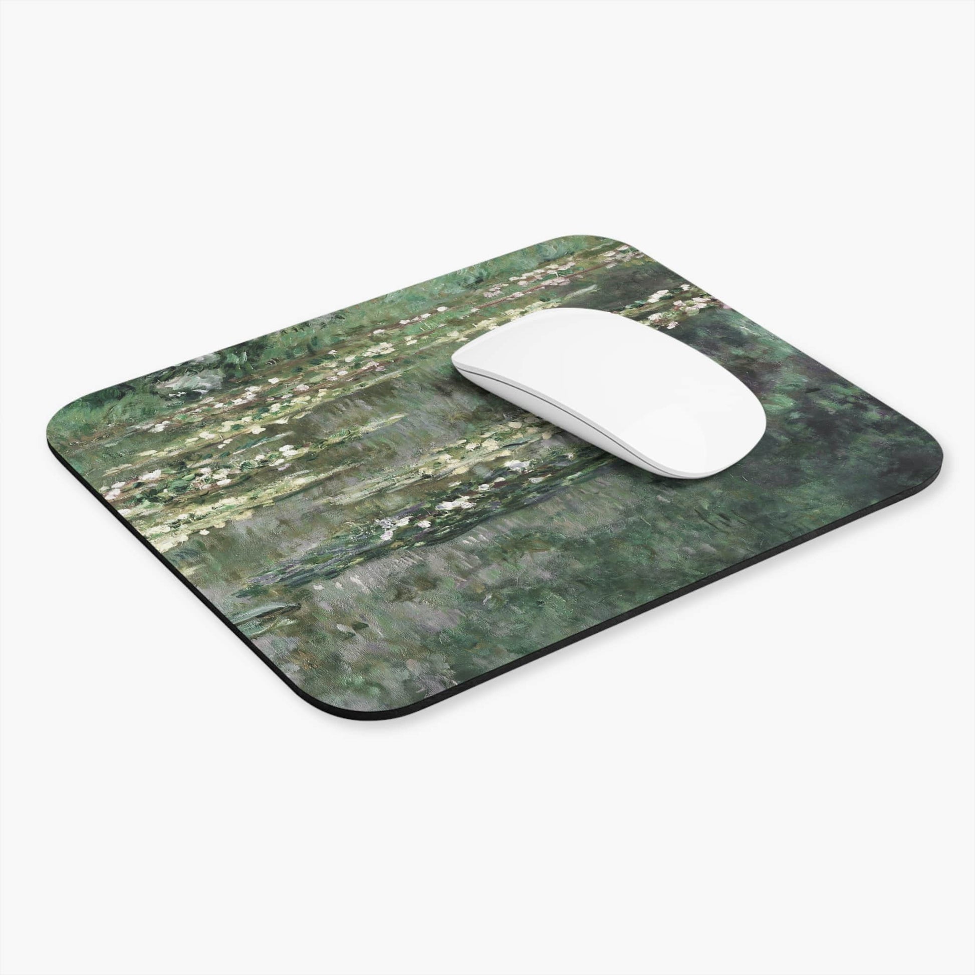 Classical Water Lilies Computer Desk Mouse Pad With White Mouse