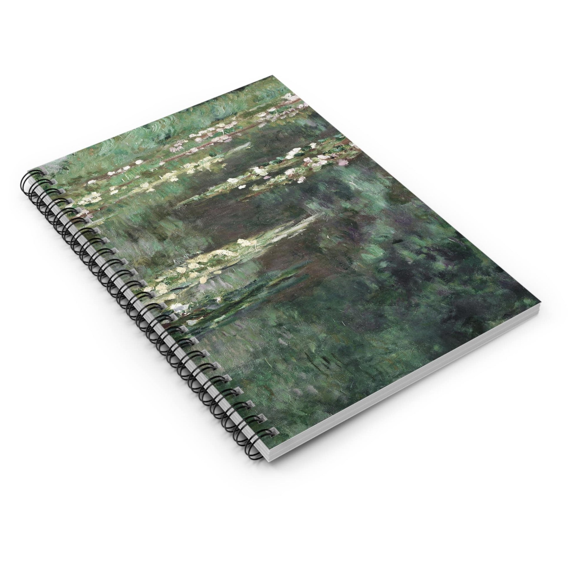 Classical Water Lilies Spiral Notebook Laying Flat on White Surface