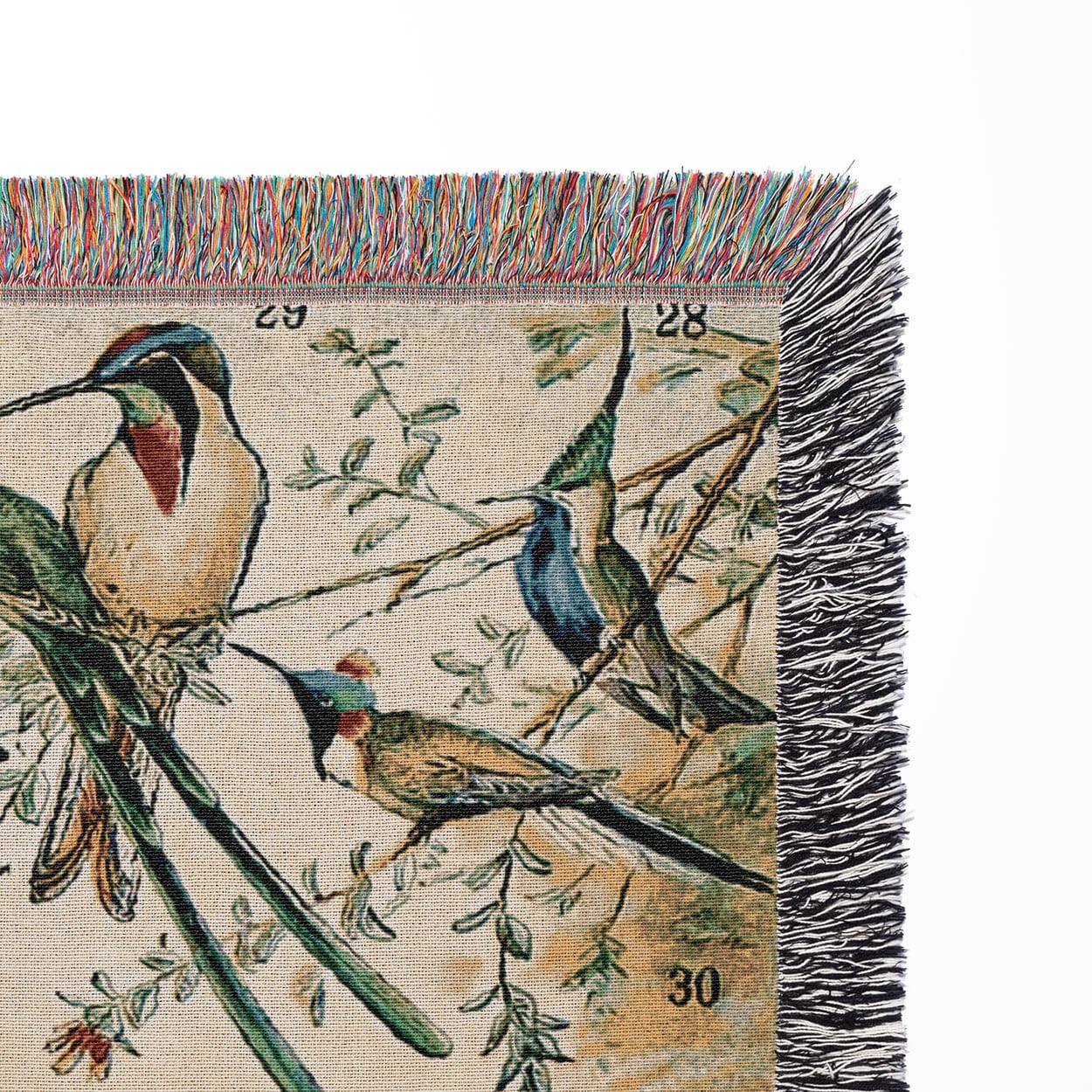 Collection of Birds Woven Blanket Woven Blanket Close Up