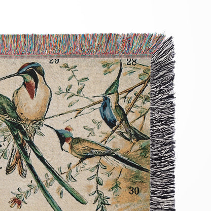 Collection of Birds Woven Blanket Close Up