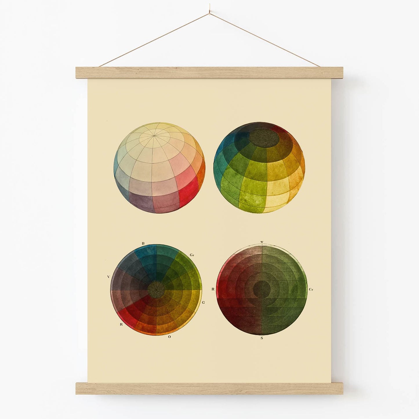 Aesthetic Colors Art Print in Wood Hanger Frame on Wall