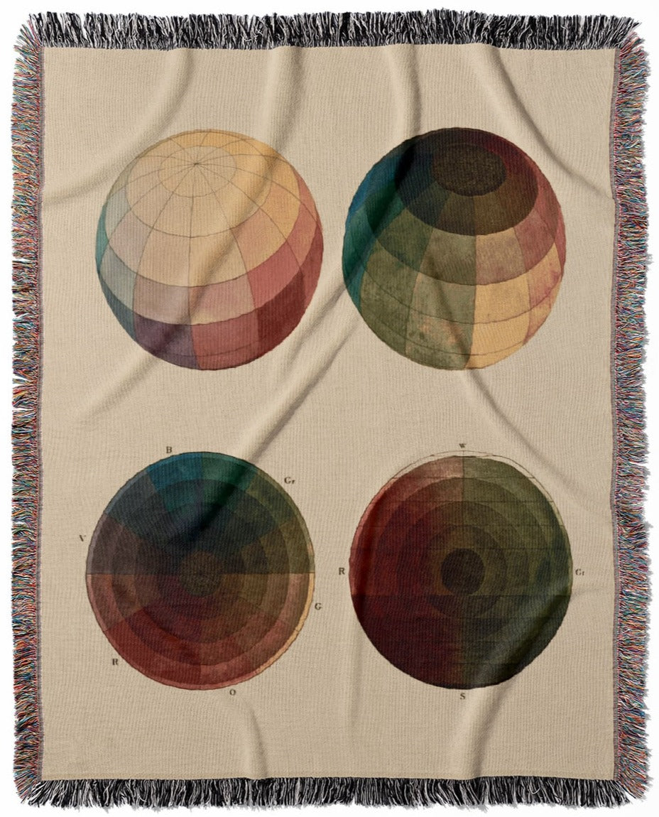 Color Study woven throw blanket, crafted from 100% cotton, offering a soft and cozy texture with a sphere theme for home decor.