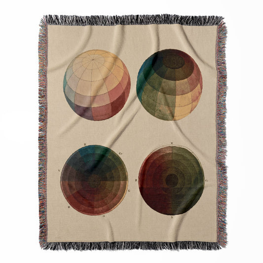 Color Study woven throw blanket, crafted from 100% cotton, offering a soft and cozy texture with a sphere theme for home decor.