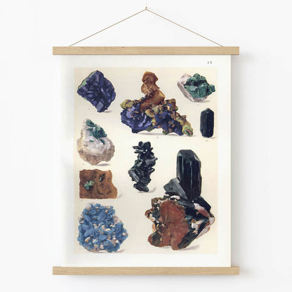Purple, Blue and Multi-Color Gems Art Print in Wood Hanger Frame on Wall