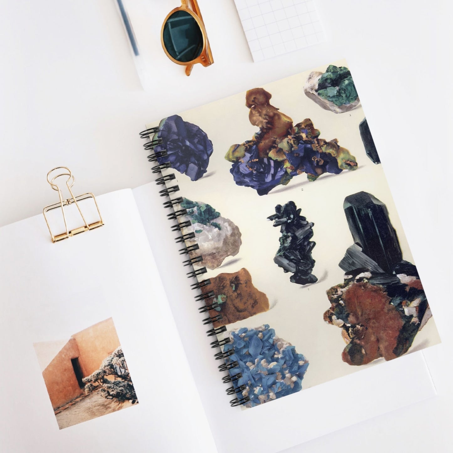 Colorful Gemstone Spiral Notebook Displayed on Desk