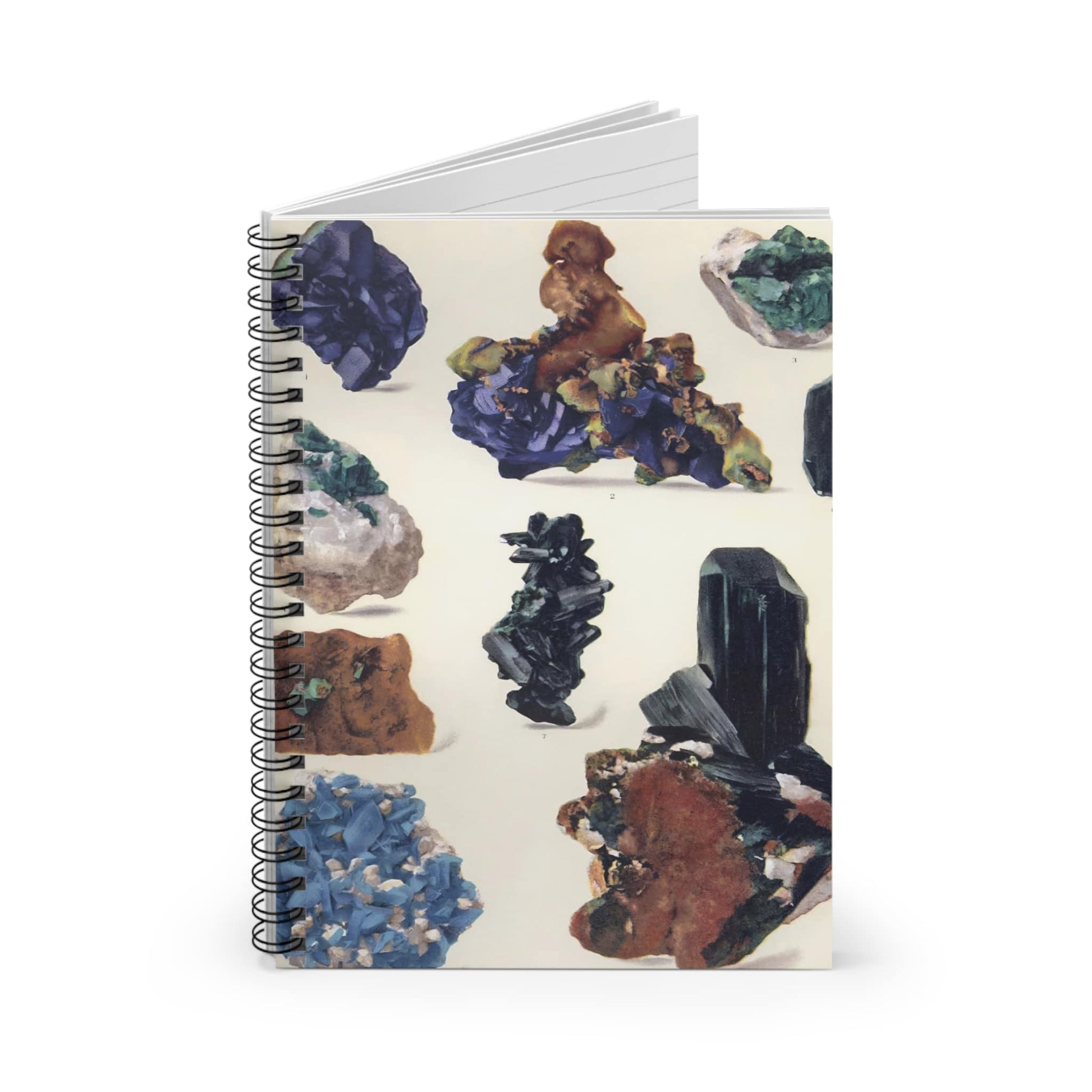 Colorful Gemstone Spiral Notebook Standing up on White Desk