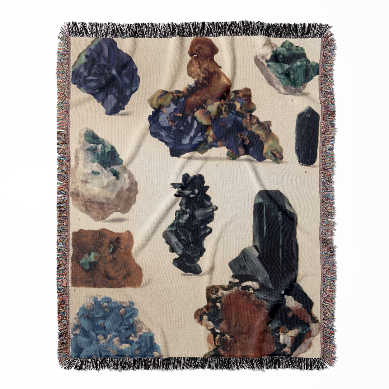 Colorful Gemstone woven throw blanket, crafted from 100% cotton, providing a soft and cozy texture with multi-color gems for home decor.