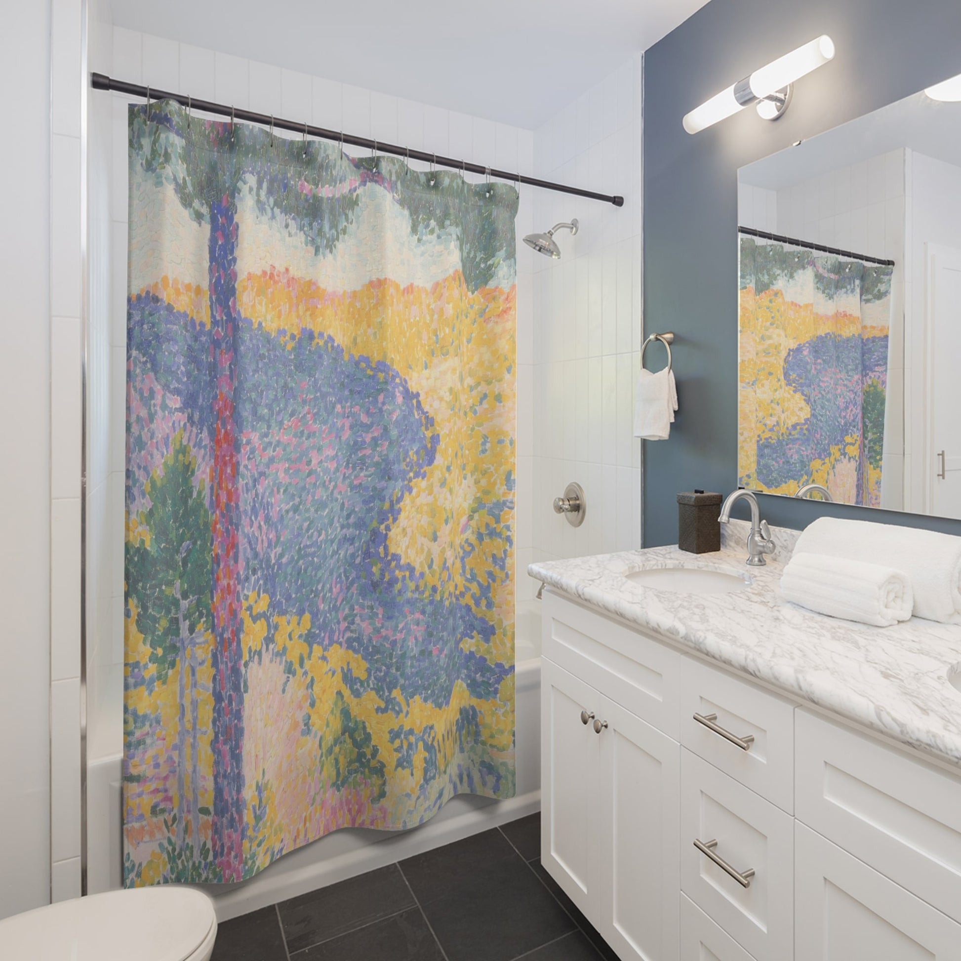 Colorful Landscape Shower Curtain Best Bathroom Decorating Ideas for Landscapes Decor