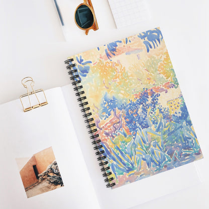 Colorful Nature Spiral Notebook Displayed on Desk