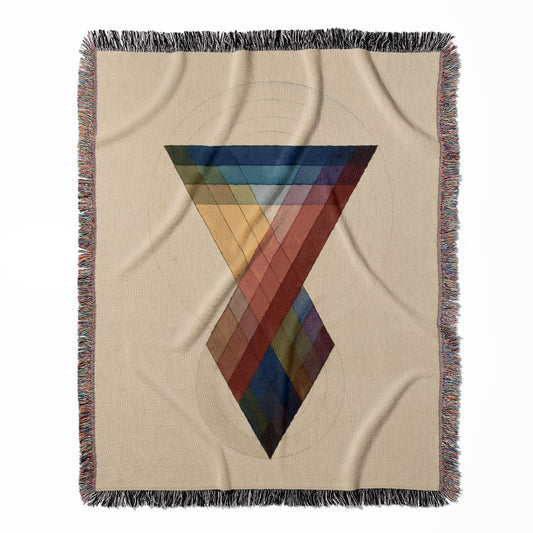 Cool Design woven throw blanket, made of 100% cotton, featuring a soft and cozy texture with a prism design for home decor.