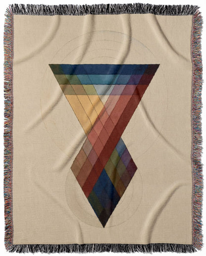 Cool Design woven throw blanket, made of 100% cotton, featuring a soft and cozy texture with a prism design for home decor.