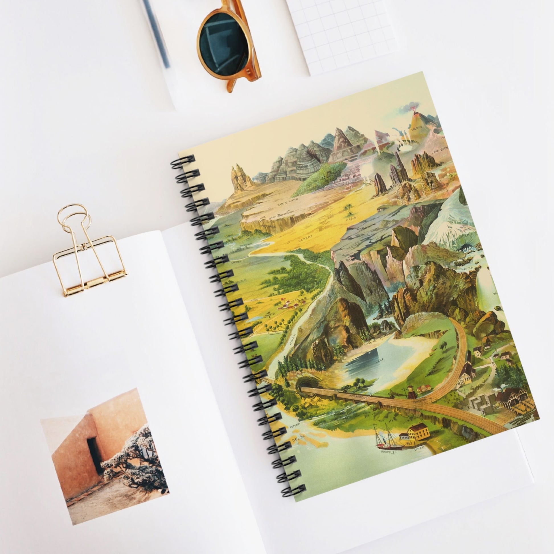 Cool Landscape Spiral Notebook Displayed on Desk